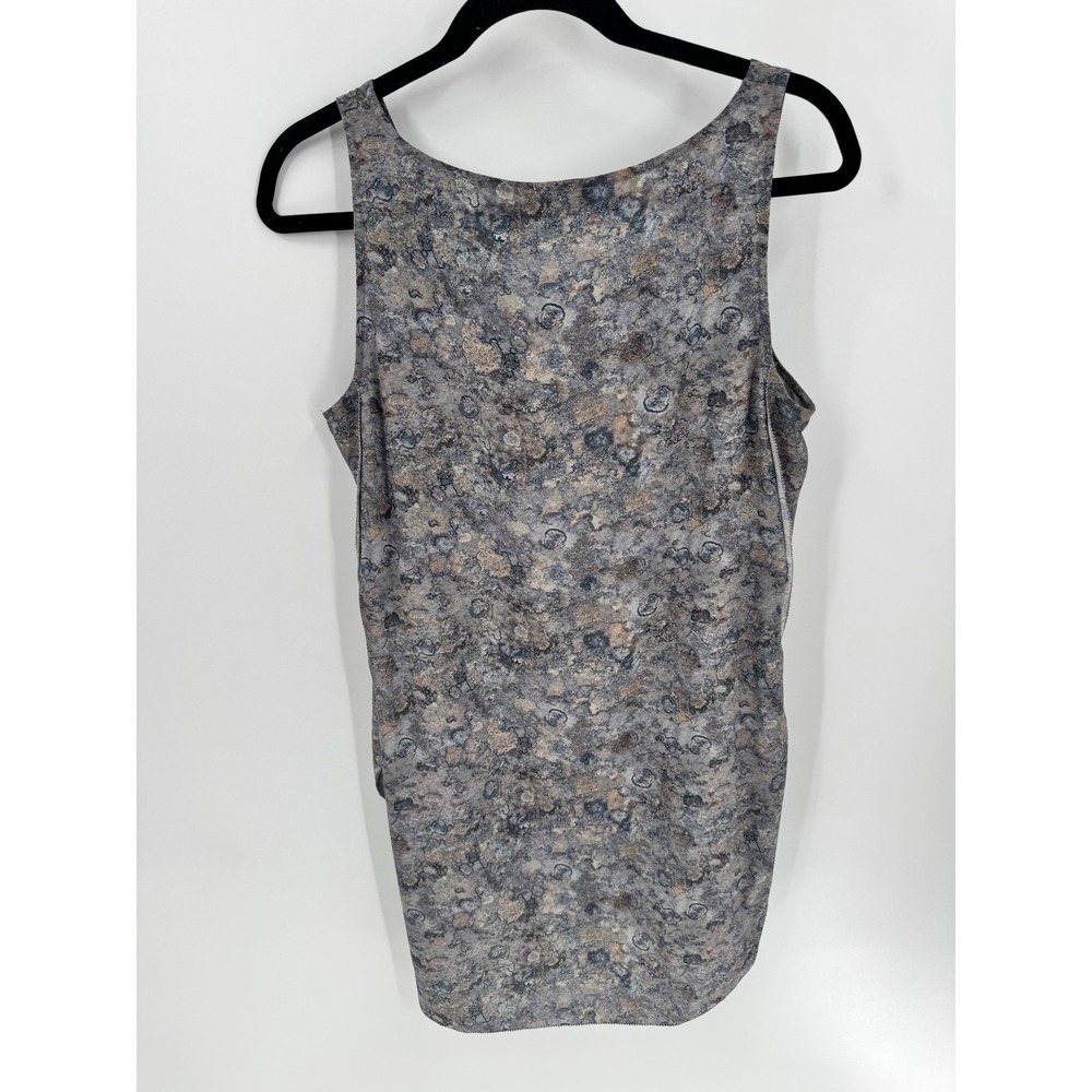 Eileen Fisher Silk Tank Top Women Small Petite Gray Abstract High Low Slits - Picture 8 of 9